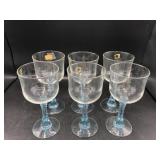 Six Crystal Stemware - Blue