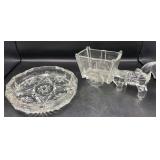 Glass Horse and Buggy & Ashtray