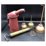 Collection of Oil Cans & Hand Pump Oiler Collection of Oil Cans & Hand Pump Oiler
