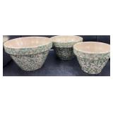 Green Stoneware Mixing Bowls - Roseville