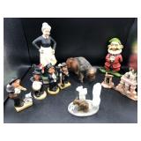 Collection of Figuines, Bisque Buffalo, Woman Collection of Figuines, Bisque Buffalo, Woman