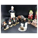 Collection of Figuines, Bisque Buffalo, Woman