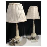 Pair of Vintage Marble Hand painted Lamps Pair of Vintage Marble Hand painted Lamps