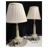 Pair of Vintage Marble Hand painted Lamps