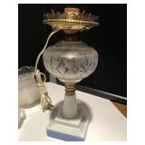 Antique Oil Lamp w/Opalescent Shade & more