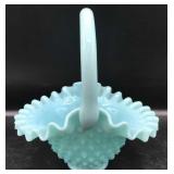 Fenton Blue Hobnail Basket