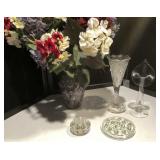 Glass Flower Frogs/Leaded Crystal Vase & More