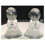 Glass Angel Boy & Girl Bookends