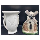 Vintage McCoy Vase & Chalkware Windmill