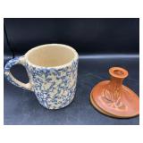 Roseville Pottery Silhouette Candle Holder & Mug Roseville Pottery Silhouette Candle Holder & Mug