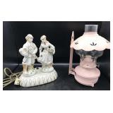 Porcelain Figural Victorian Lamp & Bracket Lamp Porcelain Figural Victorian Lamp & Bracket Lamp