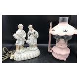 Porcelain Figural Victorian Lamp & Bracket Lamp