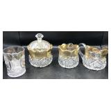 Pressed Glass with Gold Color Trim Pressed Glass with Gold Color Trim