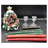 Musical Santa/Tree, Candle Holders & Candles