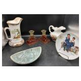 Delft Bowl, Norman Rockwell Plate, Buffalo Pottery Delft Bowl, Norman Rockwell Plate, Buffalo Pottery