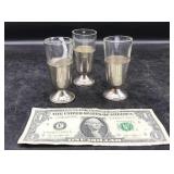 Three Sterling Silver Cordial Glasses