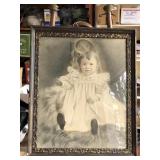 Antique Little Girl Pastel in Frame Antique Little Girl Pastel in Frame