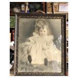 Antique Little Girl Pastel in Frame