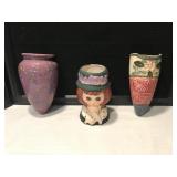 Pair of Wall Pockets & Head Vase Pair of Wall Pockets & Head Vase