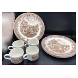 English Abby Serving Bowl & Currier & Ives Plates English Abby Serving Bowl & Currier & Ives Plates