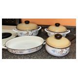 Vtg. "Spring Bouquet" Enamel Cookware