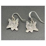 Sterling Silver Cat Earrings