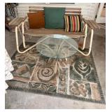 Outdoor Bench, Table, and Rug Set