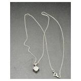 Italy 925 Necklace With Square-Cut Stone Pendant