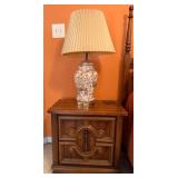 Wooden Nightstand and Shell Lamp