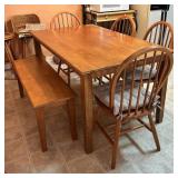 Wood Dining Set with Bench and Chairs
