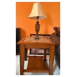 Wood Side Table With Lamp