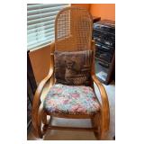 Cane-Back Wooden Rocking Chair