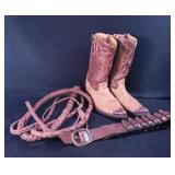 Vibram Boots, Gun Belt, and Whip Set