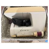 Metal Storage Trunk w/Singer Sewing Machine