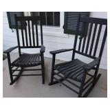 2pc Black Wooden Rocking Chairs
