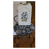Hand-Painted Box and Metal Vanity Chair