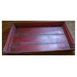 Red Wooden Rectangular Tray