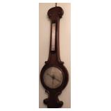 Wooden Wall Barometer and Thermometer