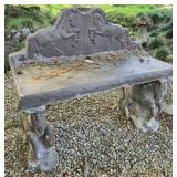 Concrete Bench With Horse Motif