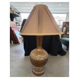 Vintage Table Lamp with Brown Vase-Shaped Base