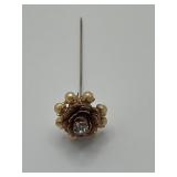 Vintage Miriam Haskell Gold Flower Stick Pin
