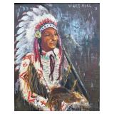 Signed Leonard Borman 'White Bull' Oil on Board