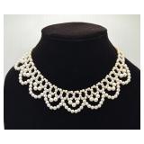 VTG Multi-Strand Faux Pearl Collar Necklace