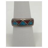 Vintage Navajo Native American Turquoise and Coral