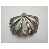 Mexican Abalone Shell Pendant with Fan Design
