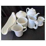 White Ceramic Tableware Set Including Teapot and S