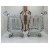 Fostoria Glass Lyre Bookends, Circa 1943