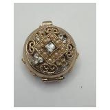 Gold-Tone Locket with Pearl and Rhinestone Accents