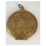 Gold-Tone Round Locket with Floral Design