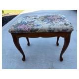 Vintage Floral Tapestry Footstool w/Cabriole Legs